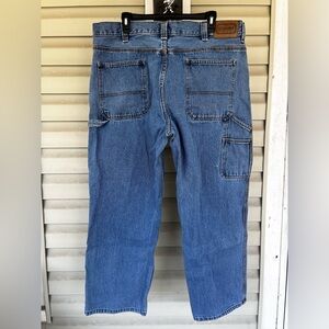 C.E. Schmidt Jeans Mens 39x30 Blue Denim Carpenter Workwear Straight Fit Cargo